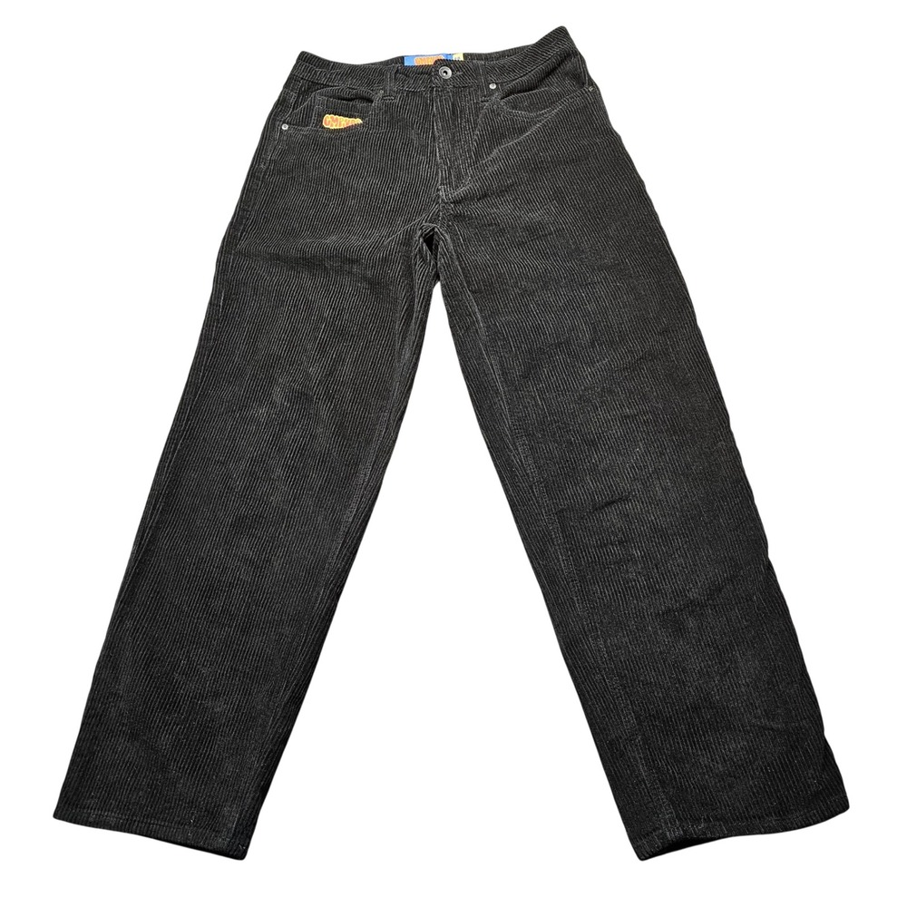 Empyre Relaxed Fit Black Corduroy Pants Mens 28 Skate Streetwear Baggy Wide Wale